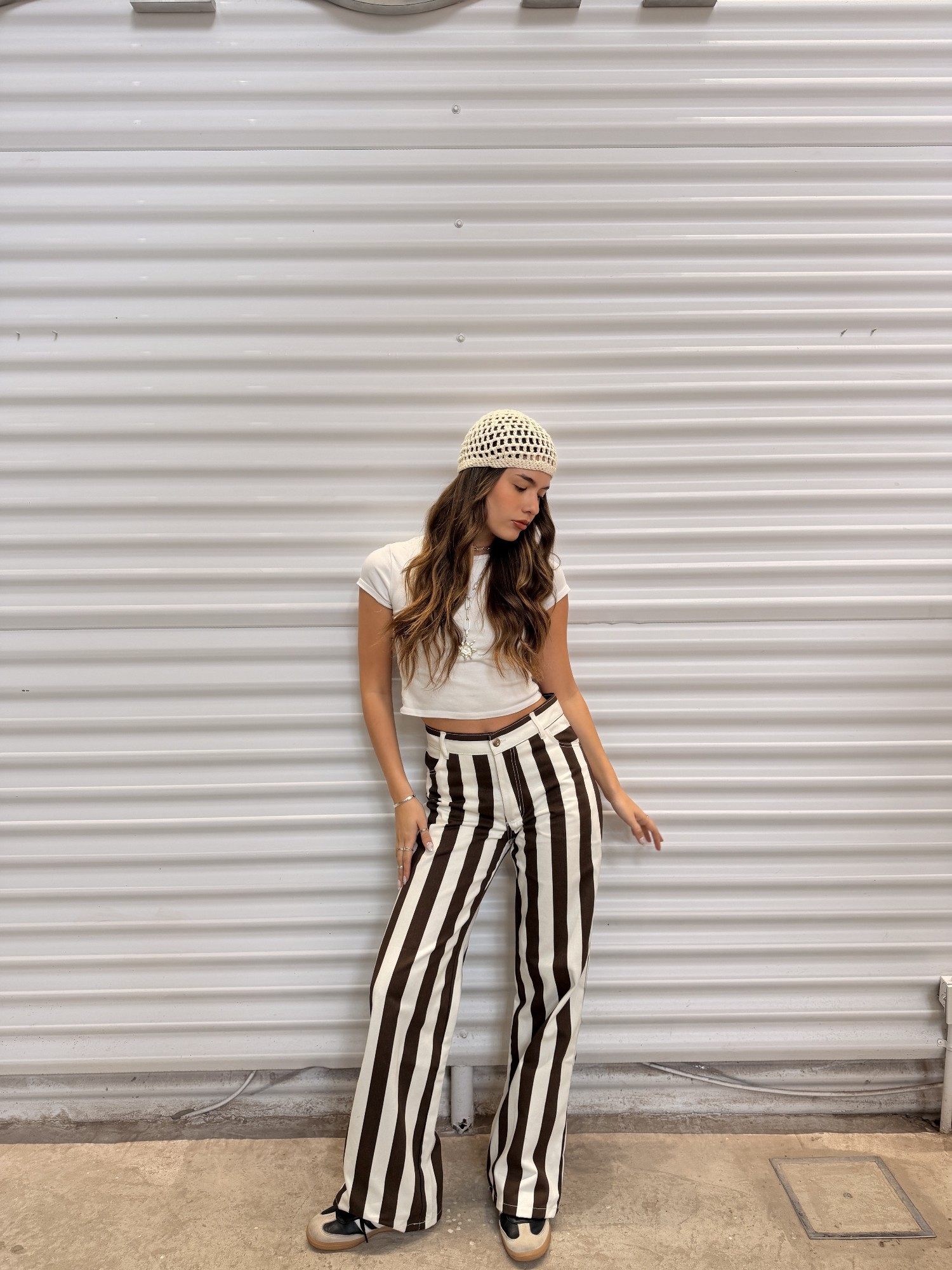 'art 258-6' 36 al 46 Wide Leg Rayas Chocolate-natural "trend" - Imagen 4