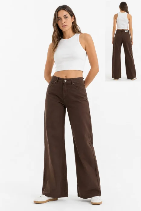 Wide Leg Chocolate Gabardina Art 350