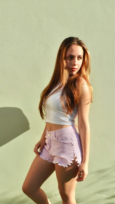 Short Rayado Rosa Gabardina Desflecado Art 314