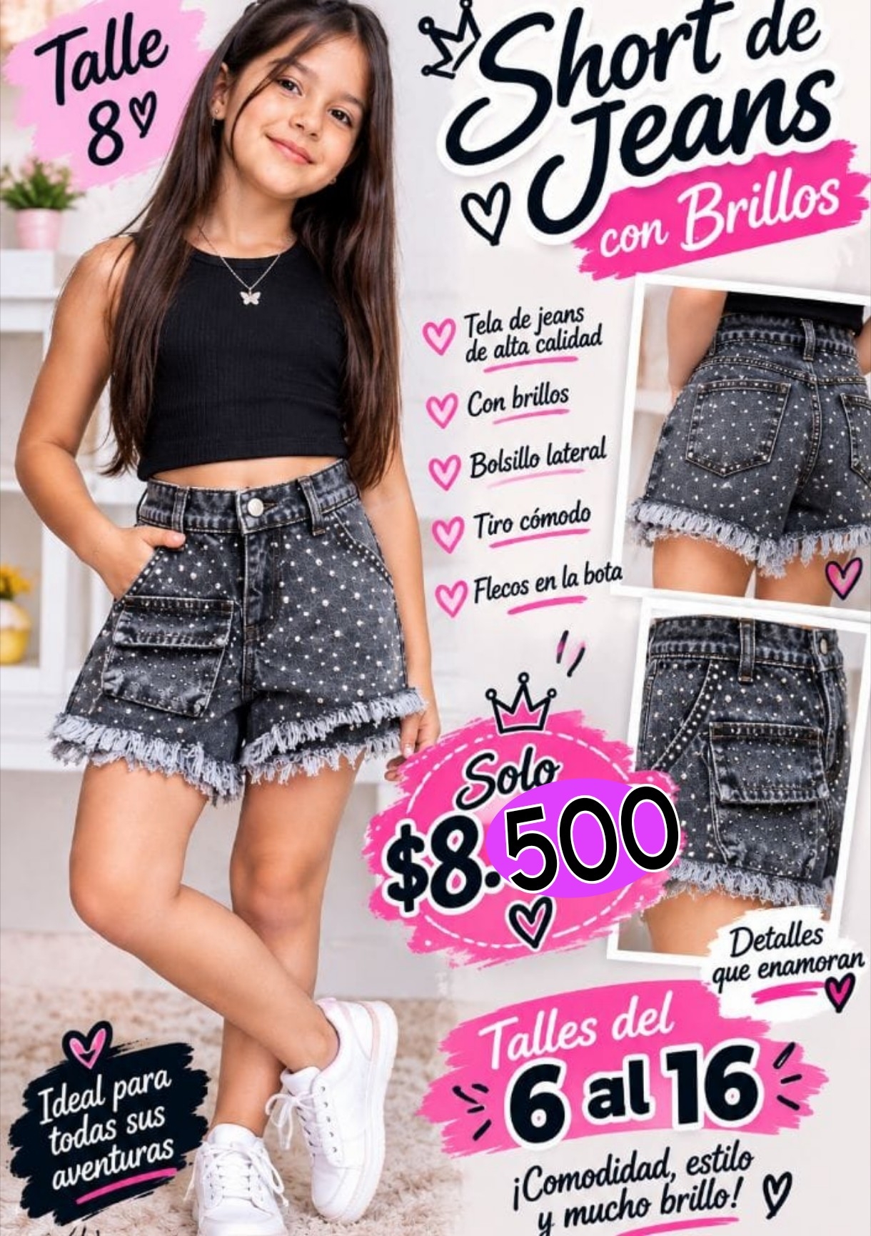 Short Pollera Jeans Niña - Imagen 2