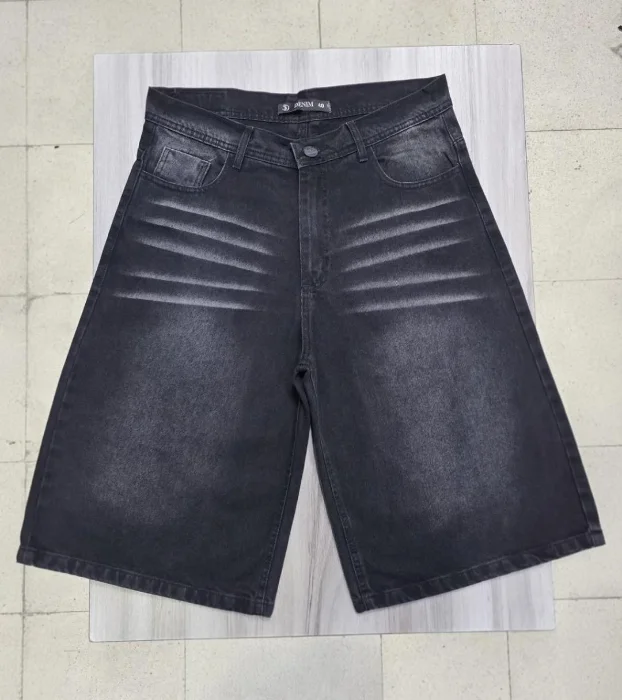 Bermuda Maxi Baggy Negro Stone Localizado + Bigote