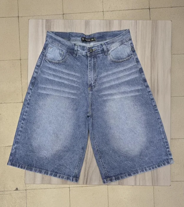 Bermuda Maxi Baggy Azul Nevado Localizado + Bigote