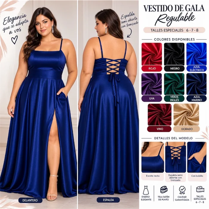 Vestido Satén Talle Especial