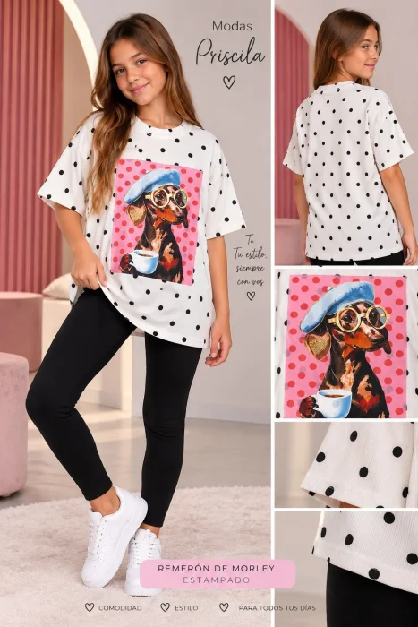 Remerones Morley Lunares con Estampas Mascotas <3