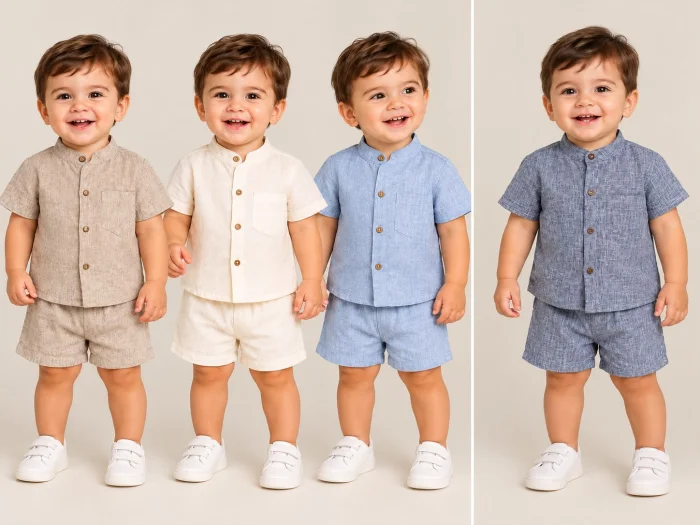 Conjunto "jaspeado" Liso Camisa y Short Magali Babies T.(2 al 6)