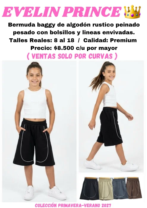 Bermuda Baggy con Líneas Envivadas