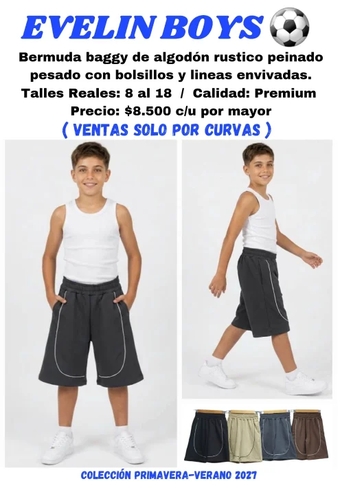Bermuda Baggy con  Líneas Envivadas