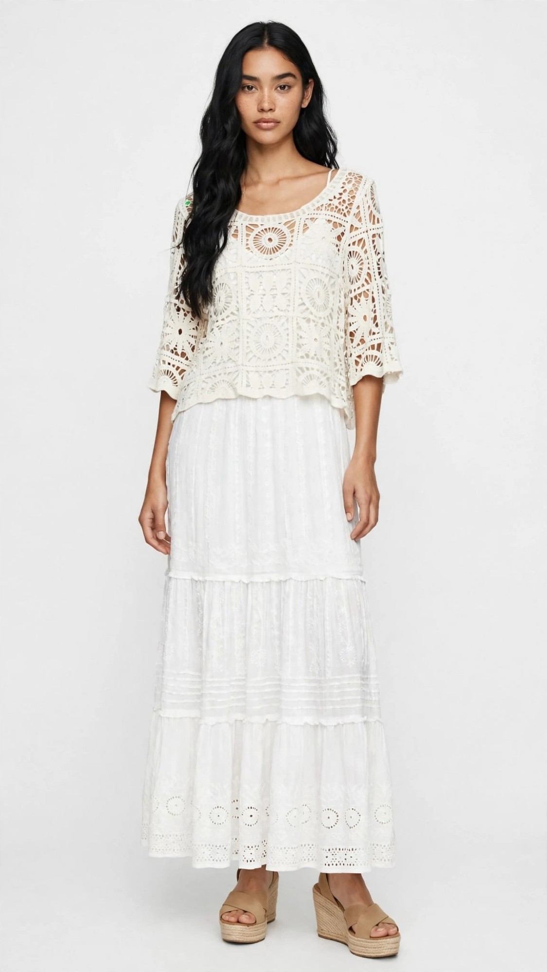 Remera Blusa Crochet Tejido de Hilo Boho - Imagen 2