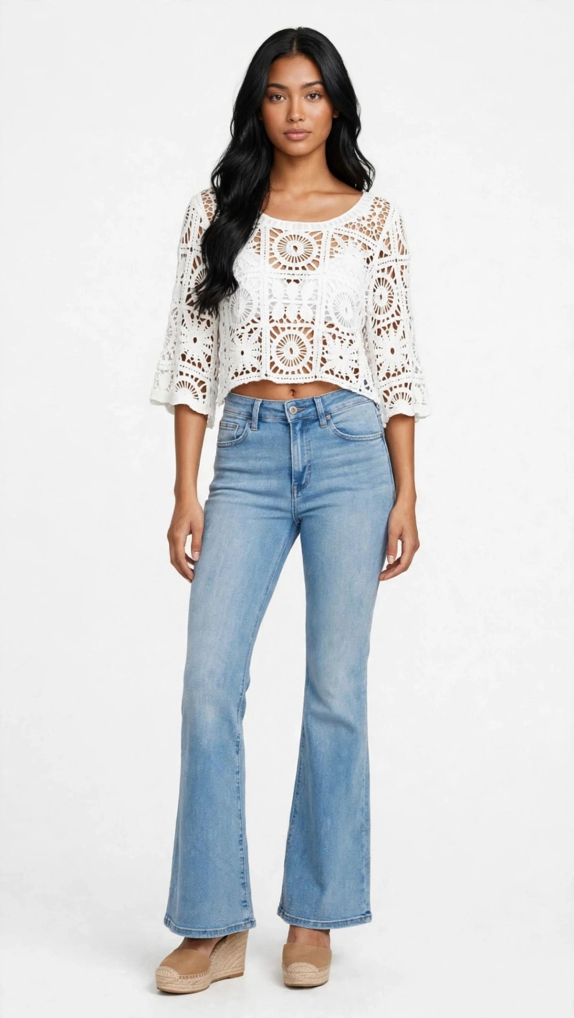 Remera Blusa Crochet Tejido de Hilo Boho - Imagen 3