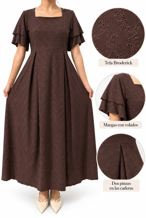 Hermoso Vestidos Tela Broderie con Bordado Calado
