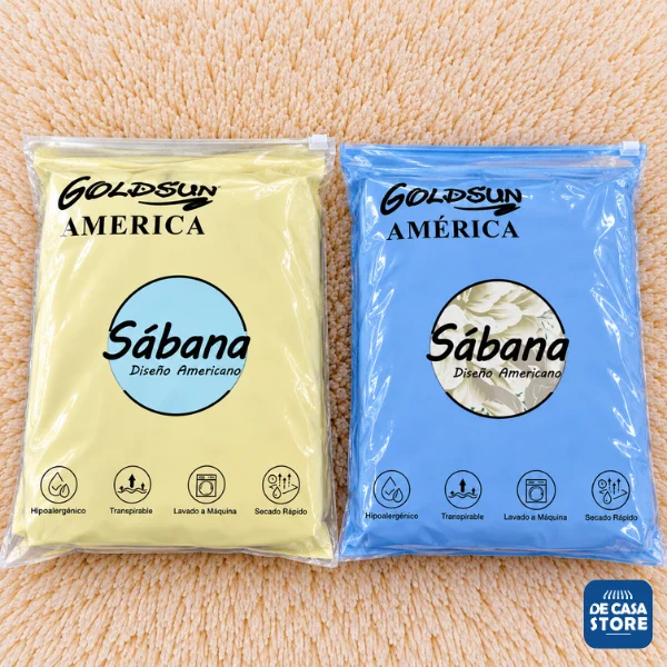 Set X2 Juego de Sábana 5000 Hilos Twin Turquesa Goldsun América Liso + Estampado - 4.png