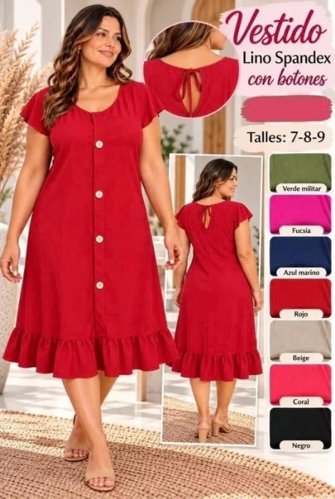 Vestidos Lino Expandez con Botones
