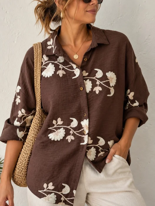 Camisa Over Bordada