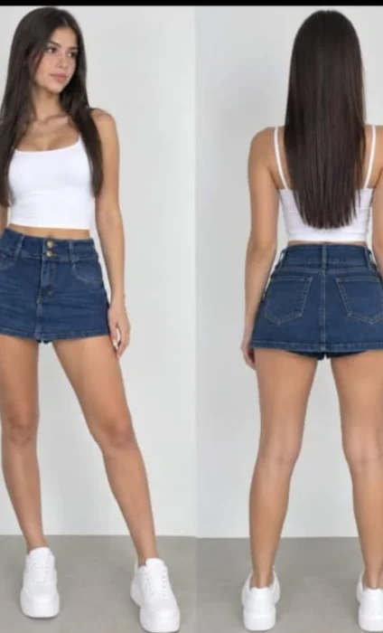 Short Pollera  Doble  Boton