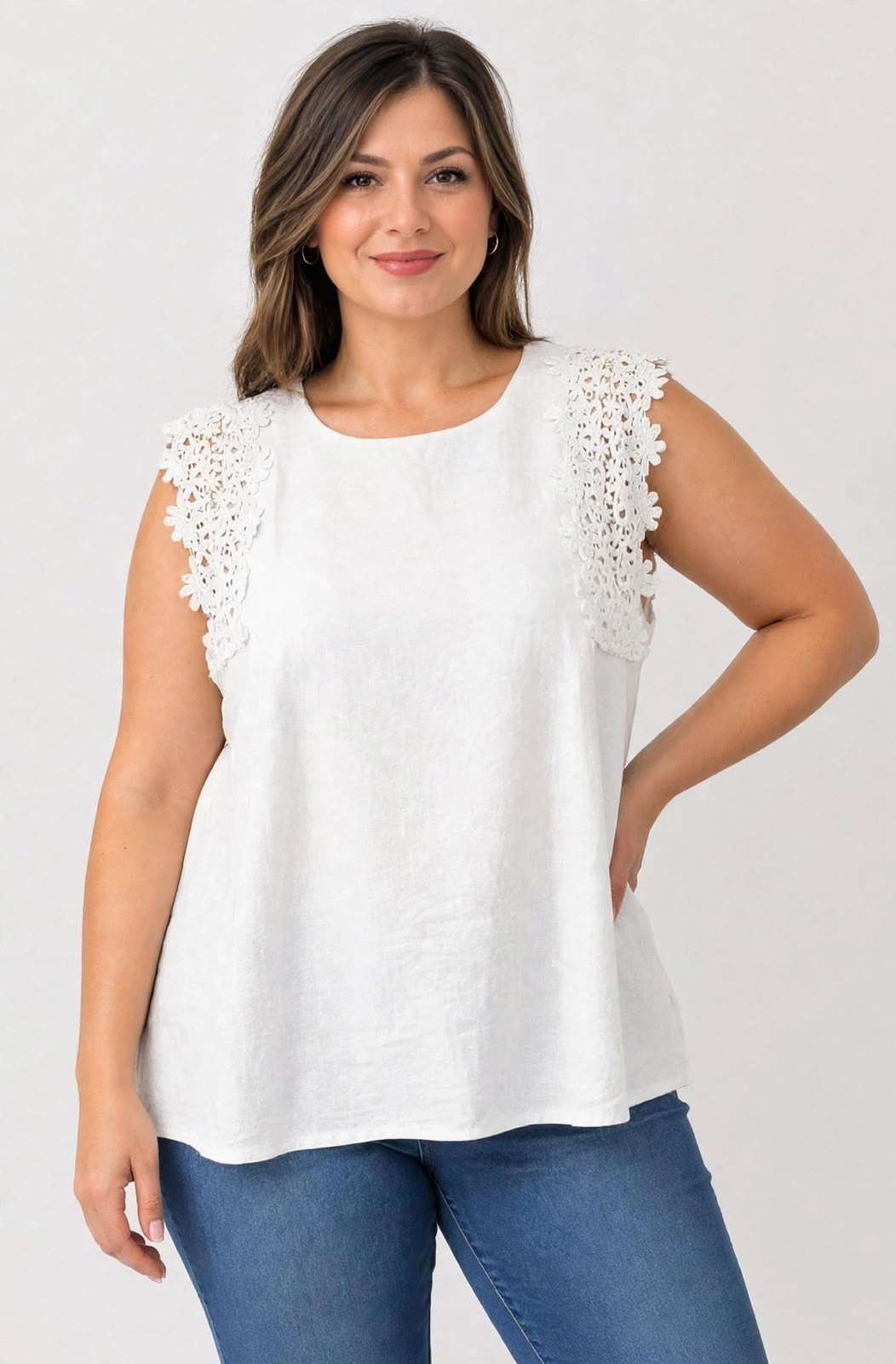 Blusa Lino Combinada Guipure 186116 - Imagen 2