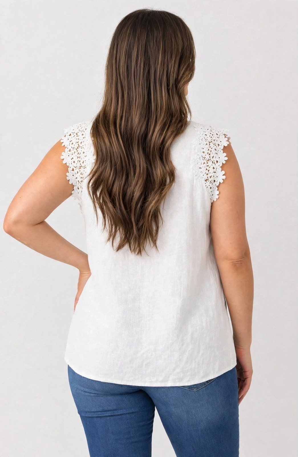 Blusa Lino Combinada Guipure 186116 - Imagen 3
