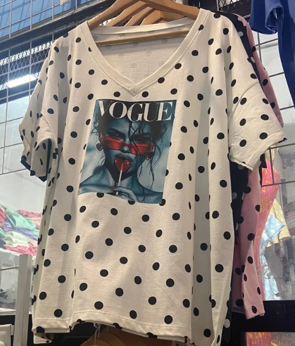Remeron Cuello V Lunares Algodón Peinado