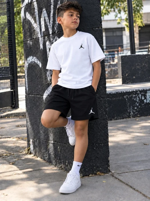 Conjuntos Remera Algodón Peinado y Short Set Deportivo Niños con Logo Chico