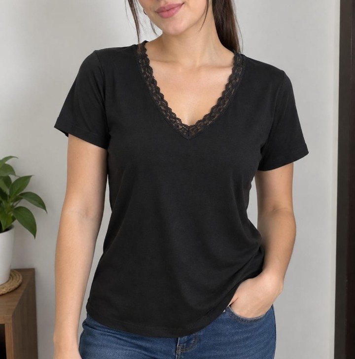 Remera Modal Viscosa con Puntilla - Imagen 3