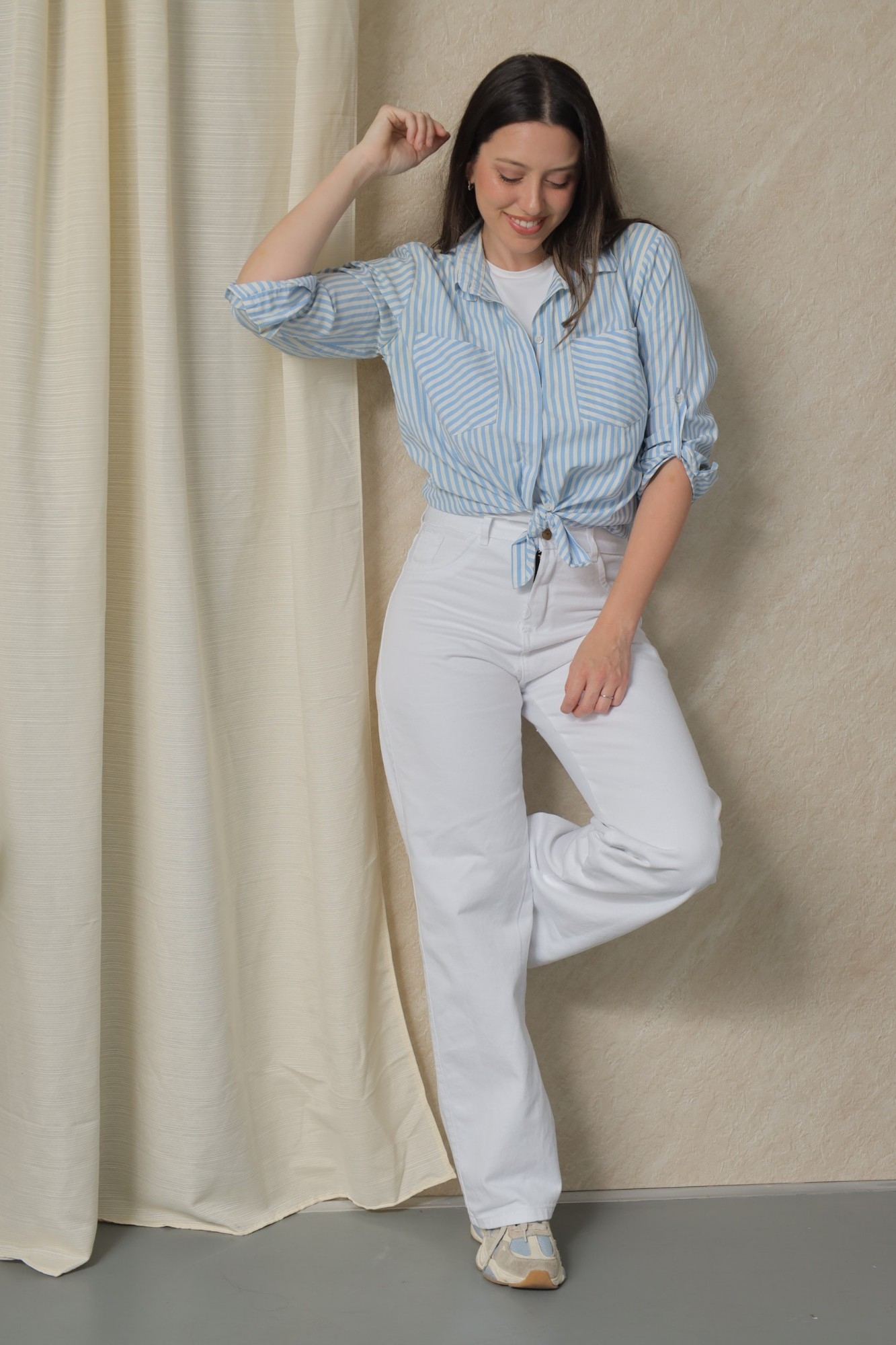 Wide Leg Rigido Blanco! Tiro Alto - Imagen 3