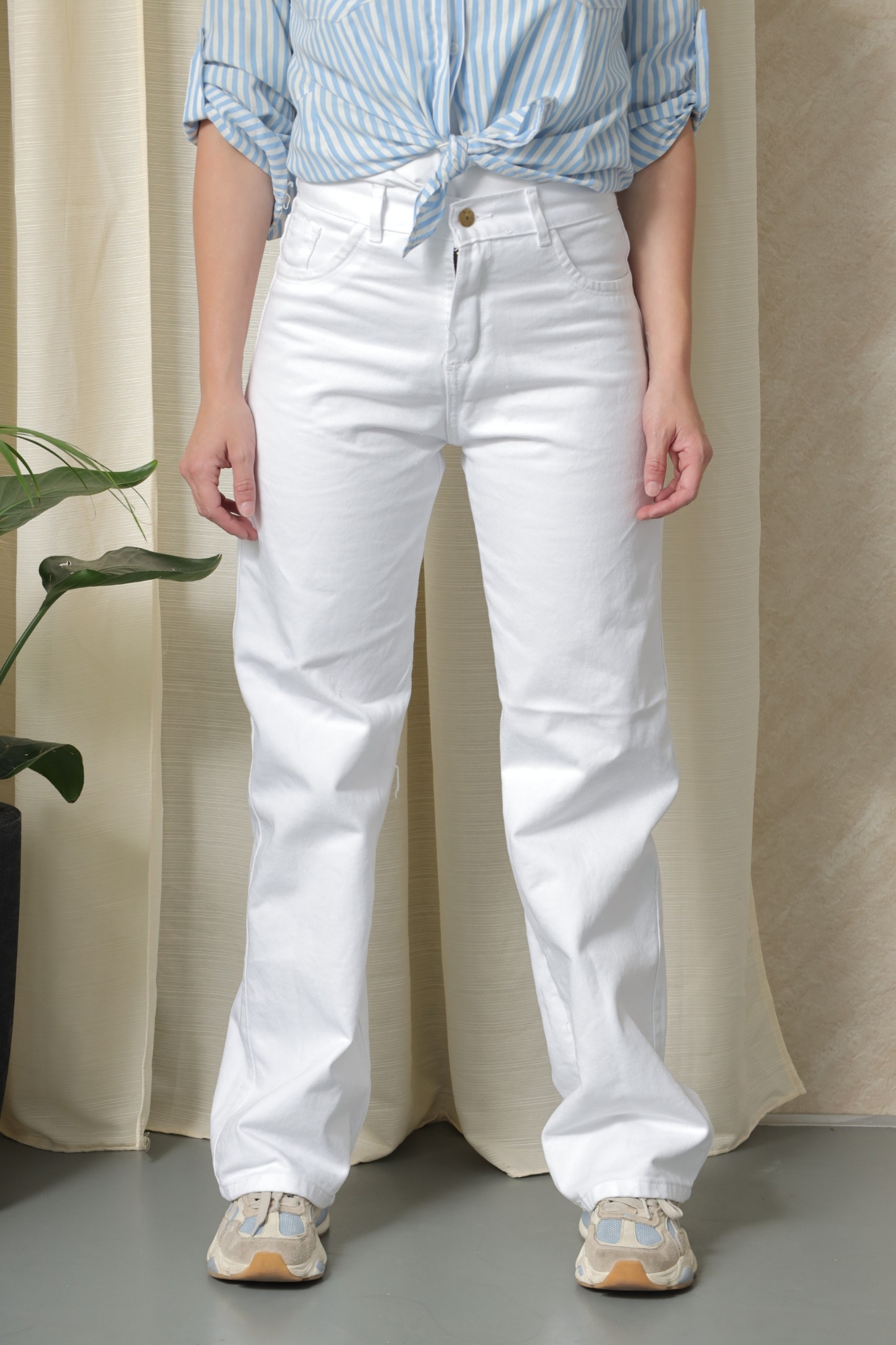 Wide Leg Rigido Blanco! Tiro Alto - Imagen 9
