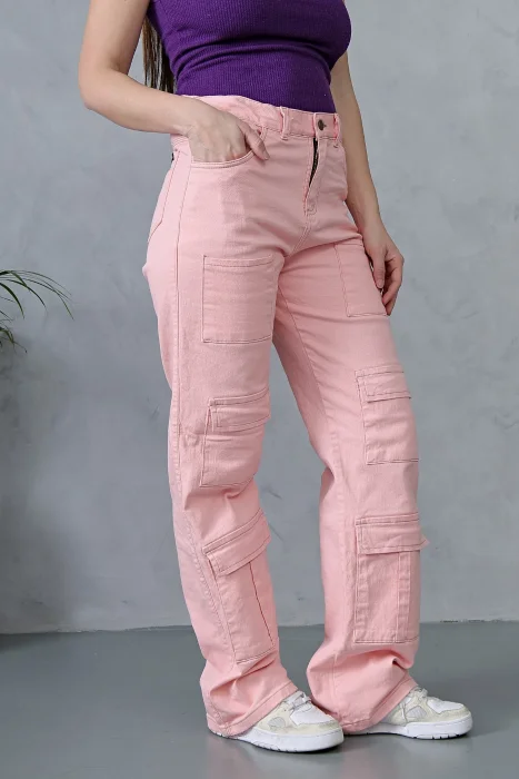 Wide Leg Multicargo Rosado! con Bolsillo Delantero