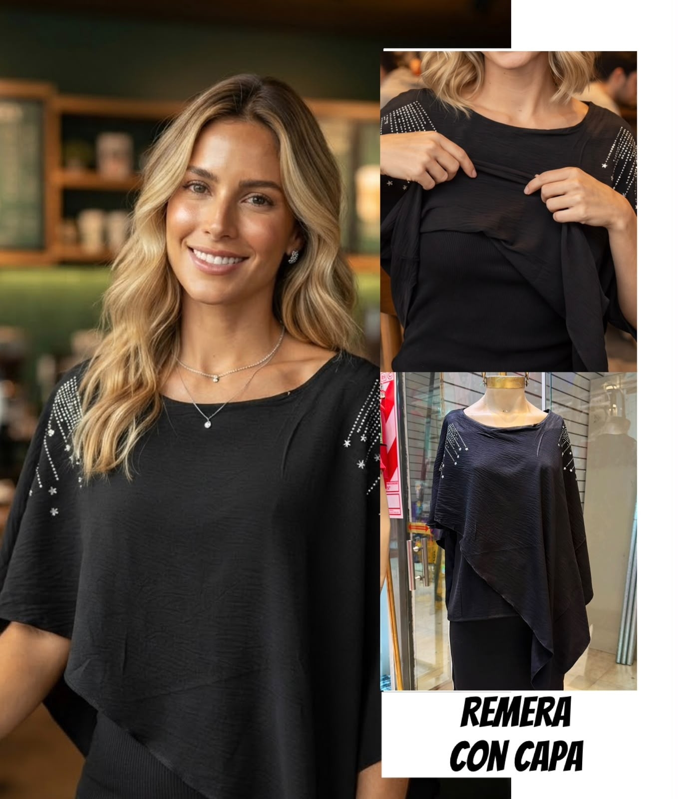 Remera con Capa Asimétrica y Caída Fluida - Imagen 5