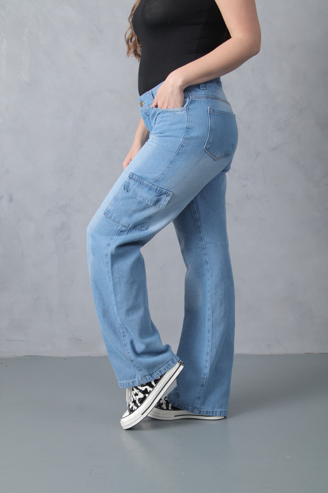 Wide Leg Celeste Cargo! con Bolsillo Delantero - Imagen 4