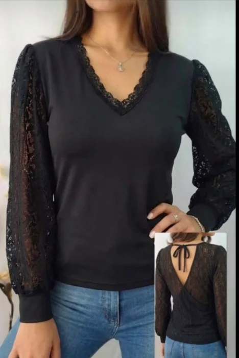 Remera Manga Larga Encaje