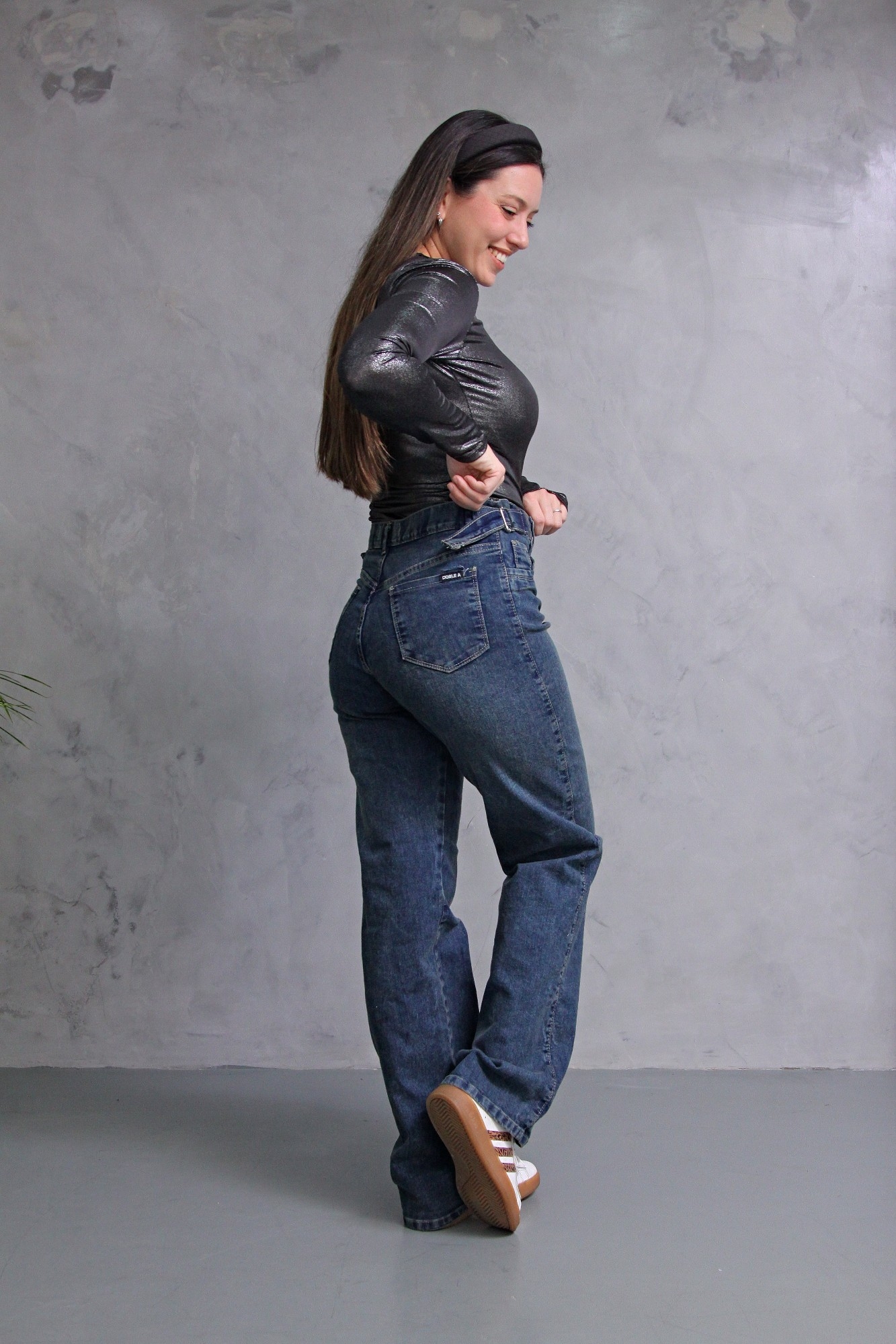 Wide Leg Semielastizado Matizado con Reguladores - Imagen 6