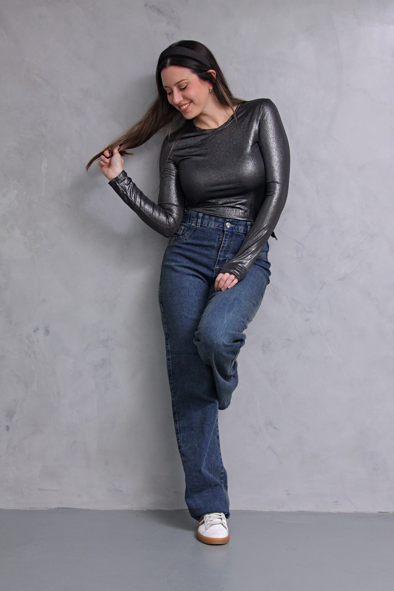 Wide Leg Semielastizado Matizado con Reguladores - Imagen 7