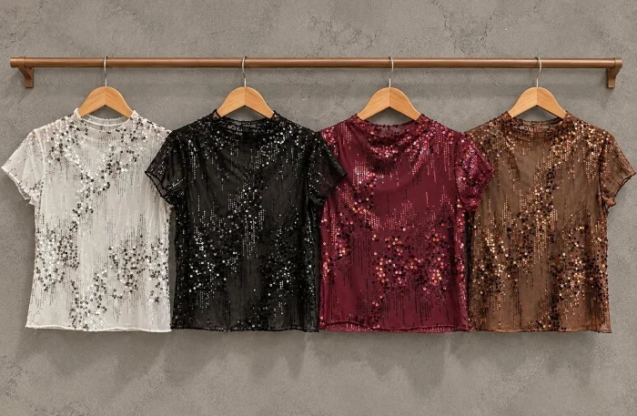 Remera Microtul Lentejuelas