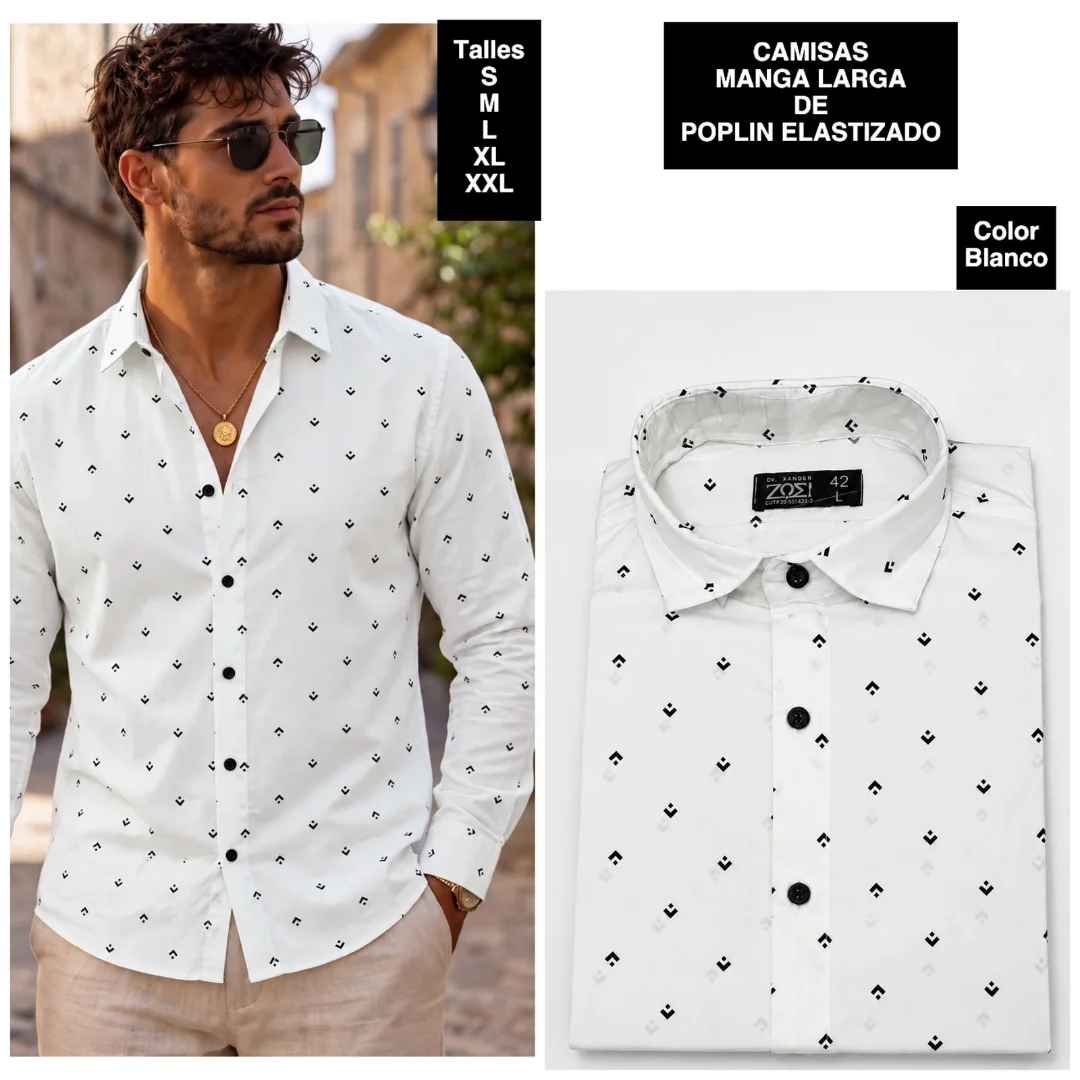 Camisas Manga Larga de Poplin Elastizado - Imagen 4