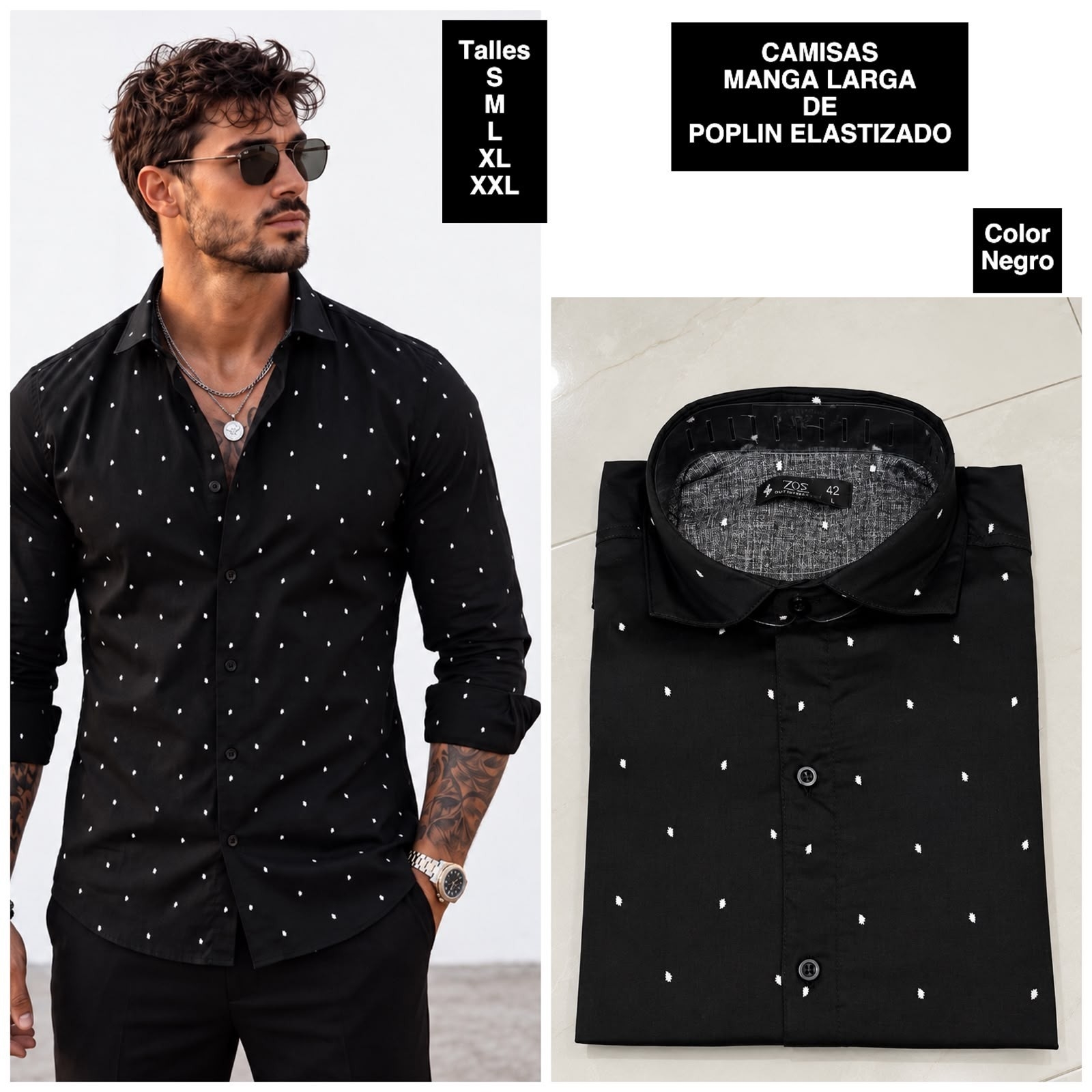 Camisas Manga Larga de Poplin Elastizado - Imagen 2