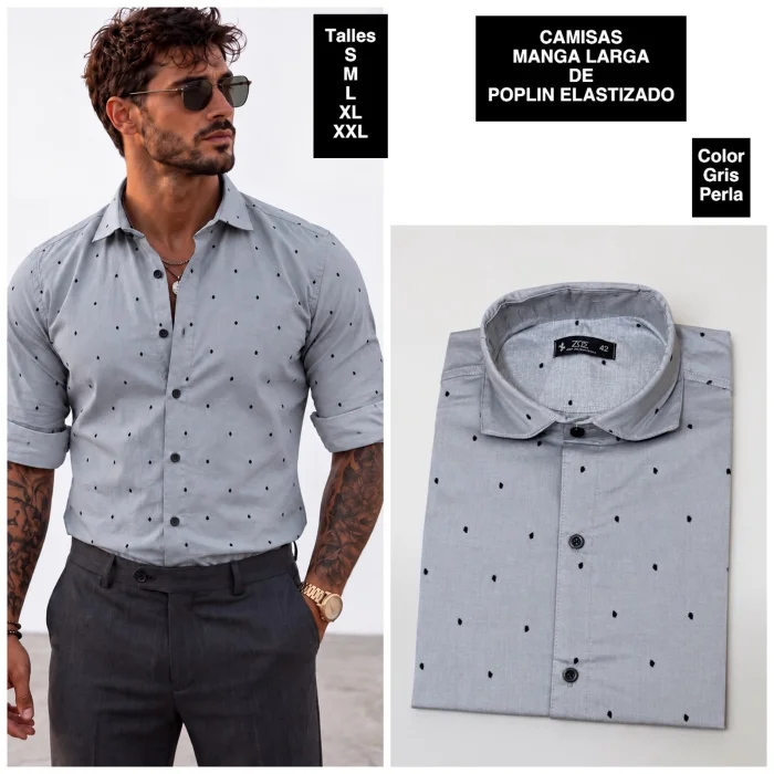 Camisas Manga Larga de Poplin Elastizado