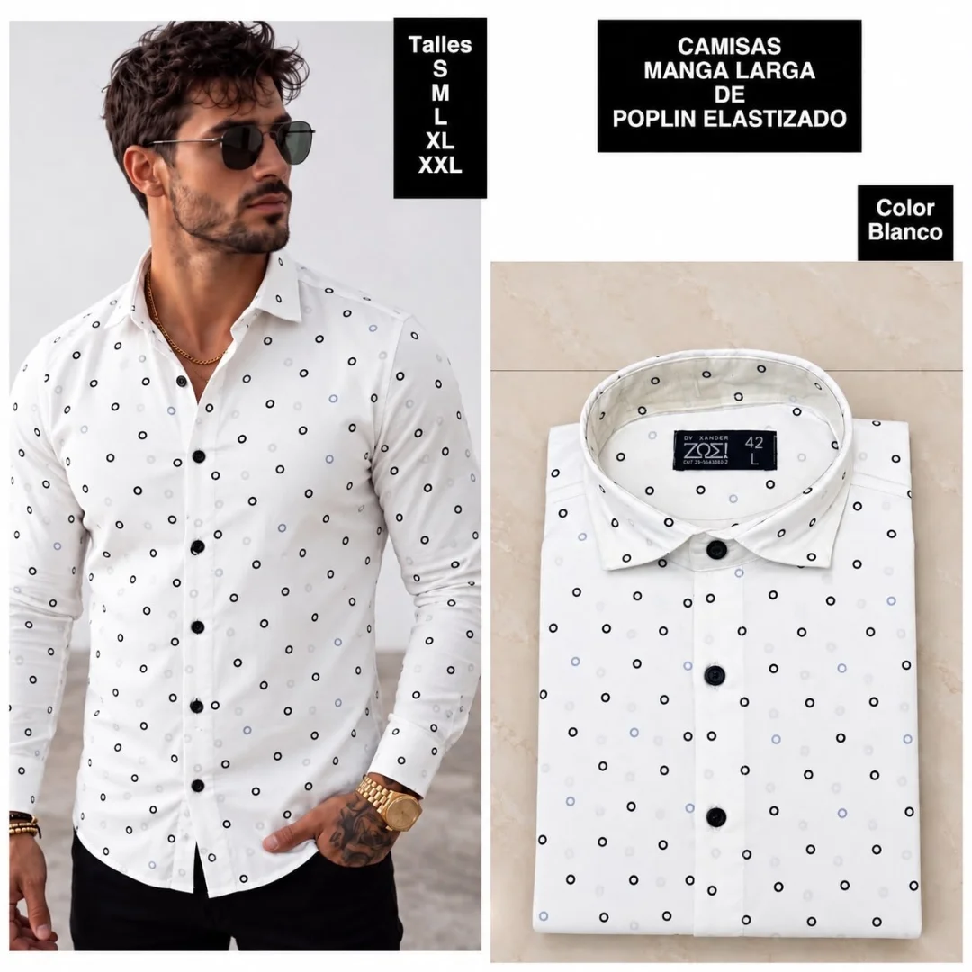 Camisas Manga Larga de Poplin Elastizado - Imagen 3