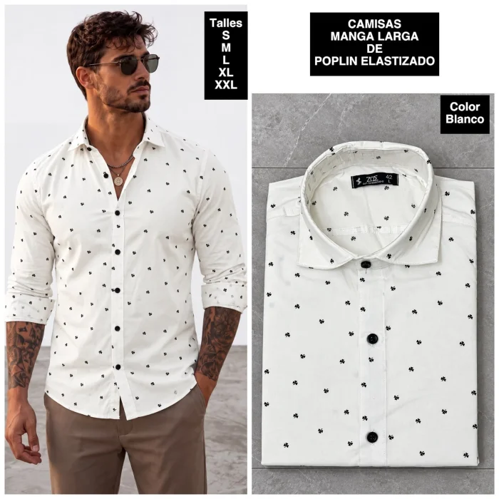 Camisas Manga Larga de Poplin Elastizado