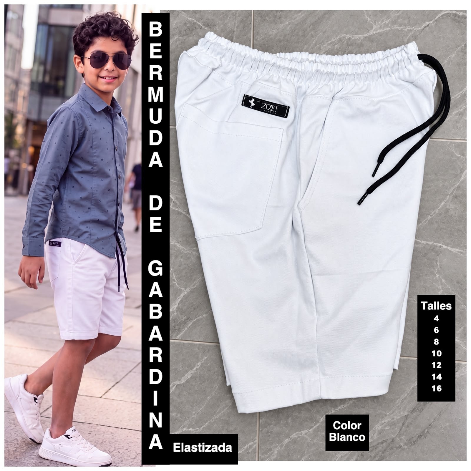 Bermuda de Niño de Tela Gabardina Elastizado - Imagen 9