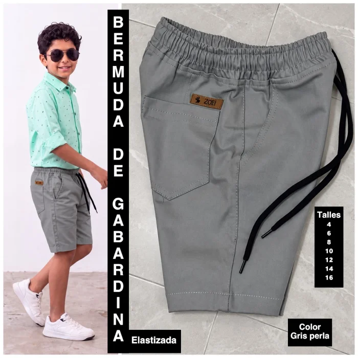 Bermuda de Niño de Tela Gabardina Elastizado