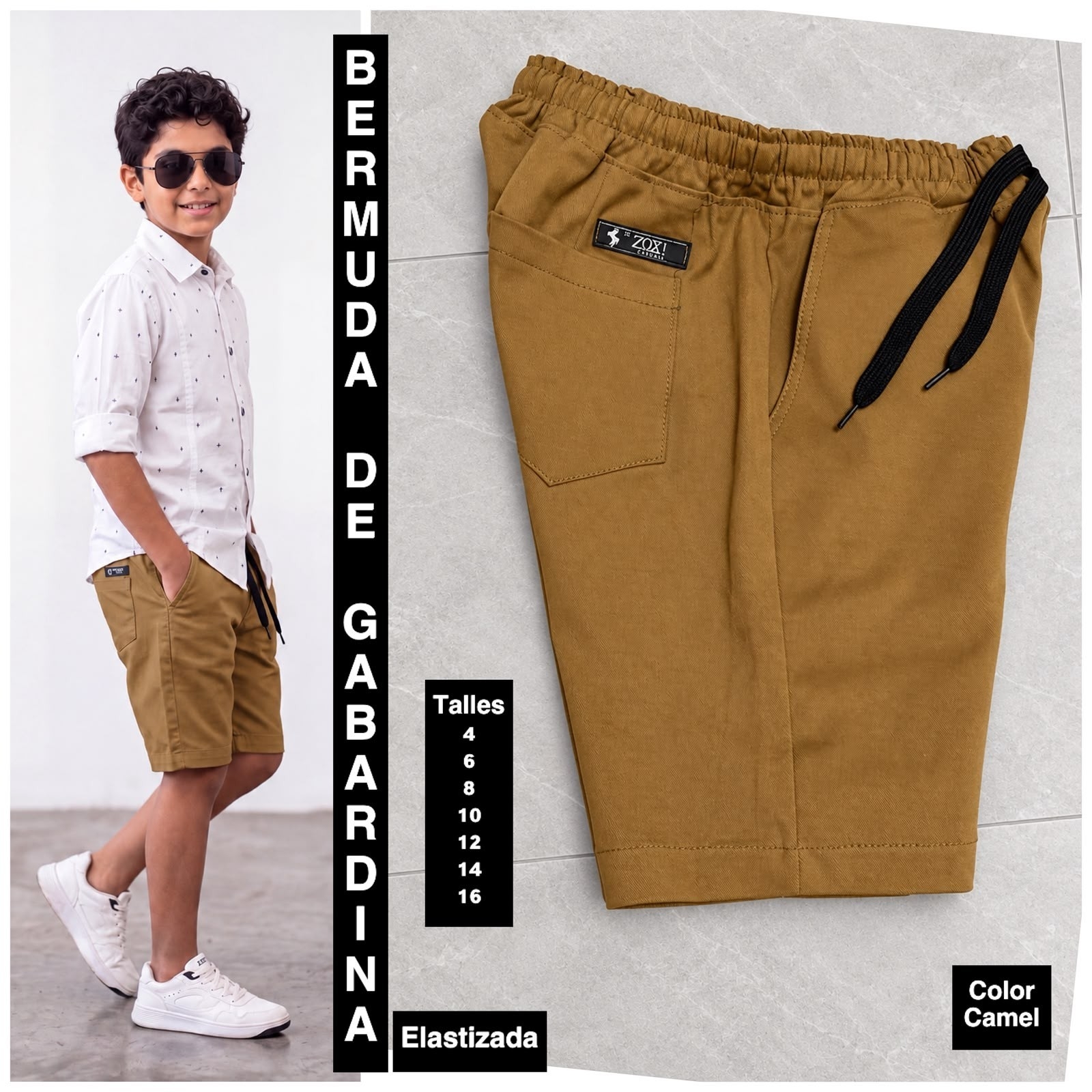 Bermuda de Niño de Tela Gabardina Elastizado - Imagen 9