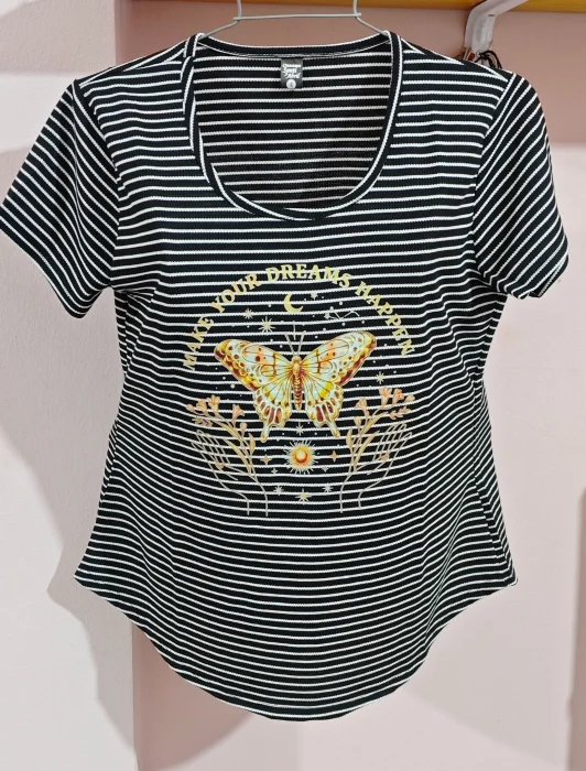 Remeras de Waffle Estampadas de Dama