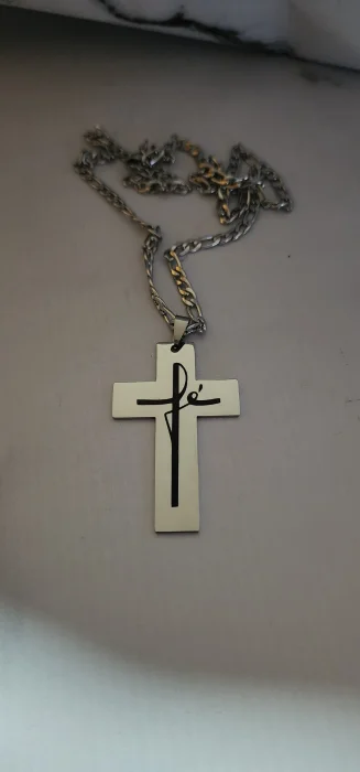 Cadena y Dije Cruz Grabado Acero Quirurgico