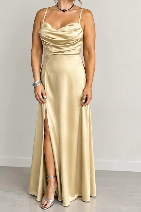 Vestido Largo de Fiesta Satén con Push Up Talle 4/5