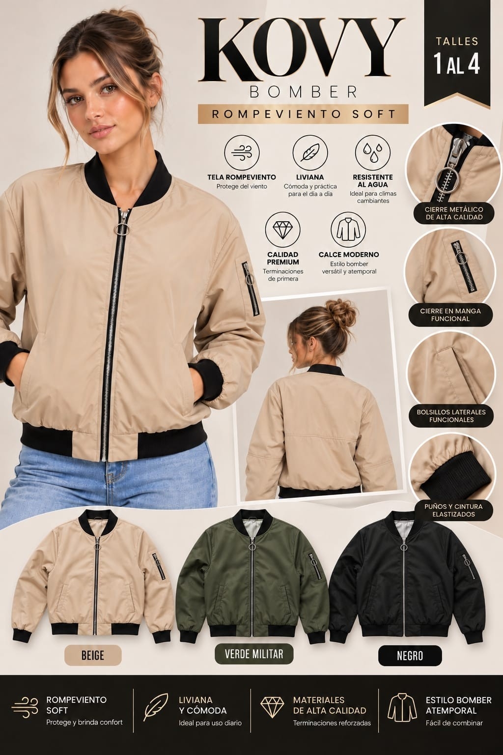 Campera "kovy" Bomber Rompeviento Soft - Imagen 6