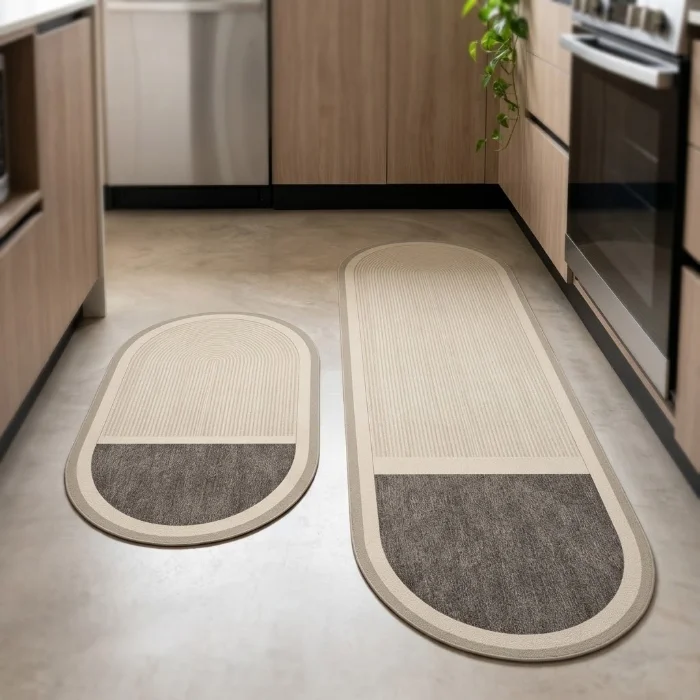 Set X2 Alfombras de Cocina Ovalado Antideslizantes | Diseño, Confort y Fácil Limpieza