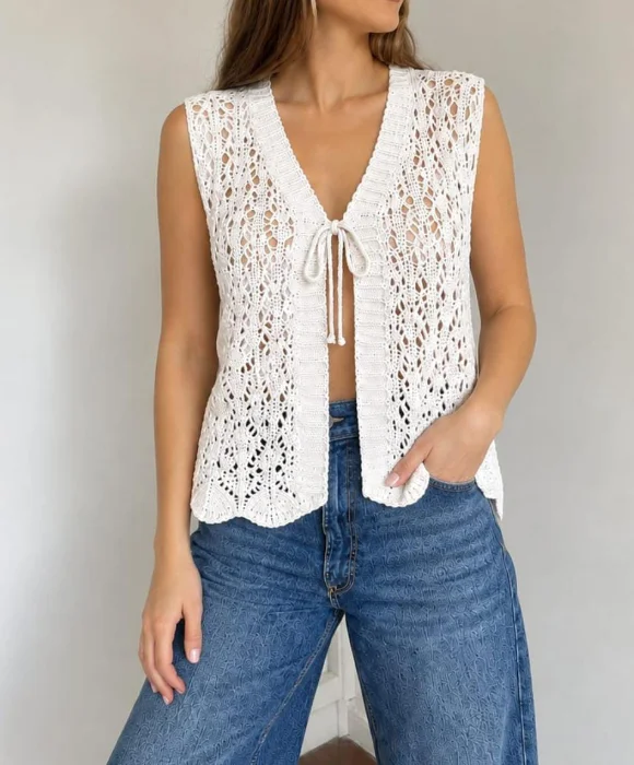 Chaleco Hilo Algodón Mujer Verano Dama Camisa Camiseta Remera Remeron Top Saco