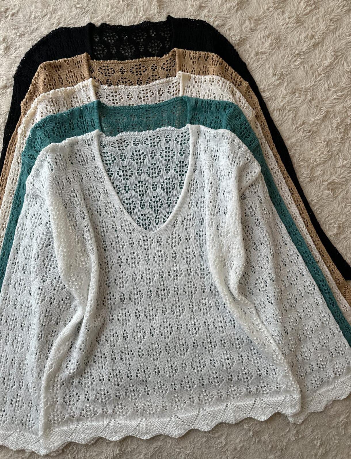 Sweater Hilo de Algodón Mujer Verano Dama Camisa Camiseta Remera Remeron Top Saco - Imagen 3
