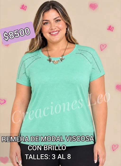 Remera de Modal Viscosa con Brillo en los Hombros!