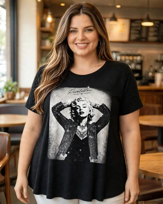 Remeron Evase con Estampado Fotografico +glitter