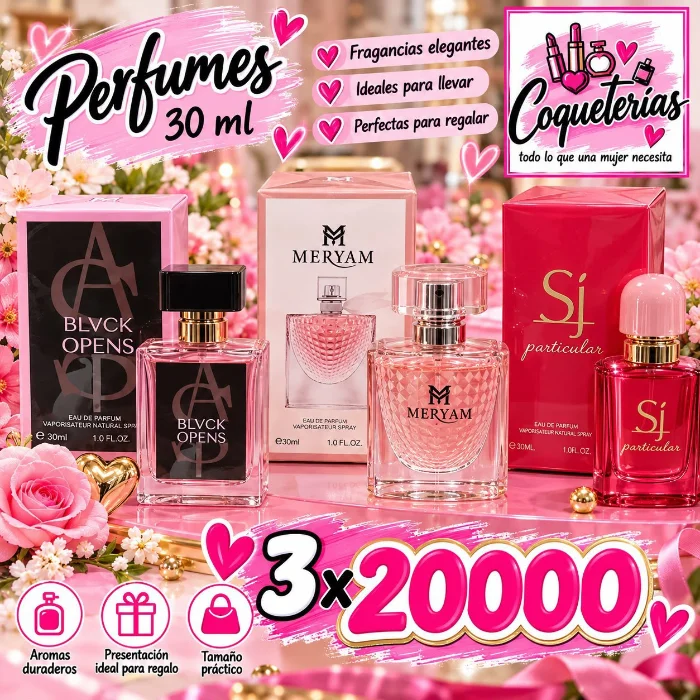 Perfumes de 30 Ml X 3 Unidades Día de la Madre